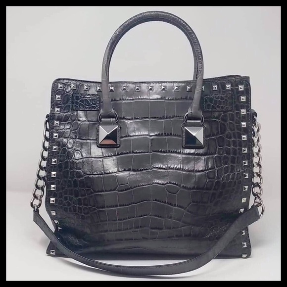Michael Kors Croc Embossed Studded Hamilton Tote - Picture 3 of 7
